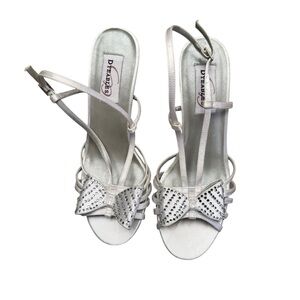 Women's White Satin Strappy Sandals Size 7.5